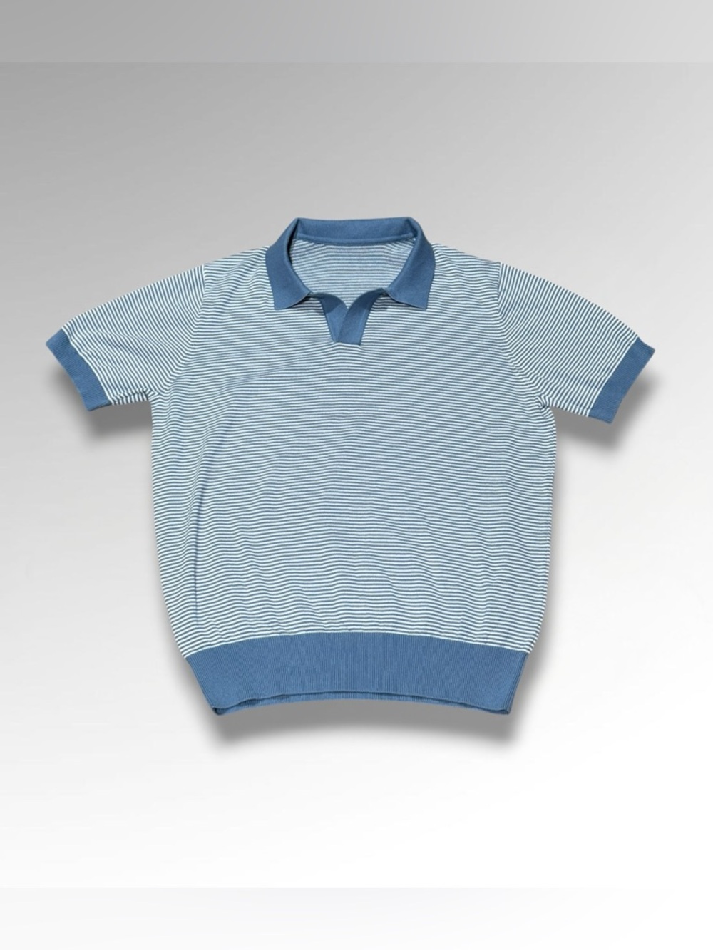 Blue Striped Knit Polo